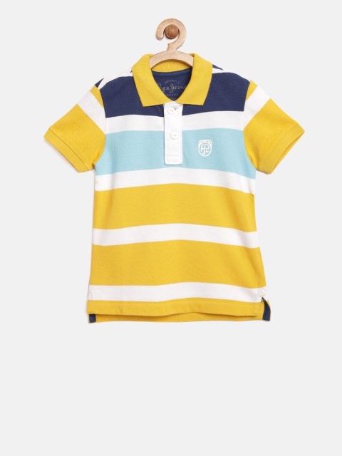 

Pepe Jeans Boys Yellow & White Striped Polo Collar T-shirt