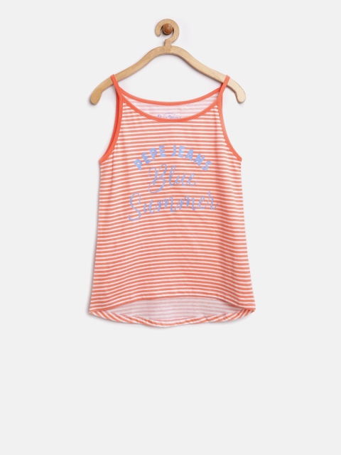 

Pepe Jeans Girls Orange & White Striped Top