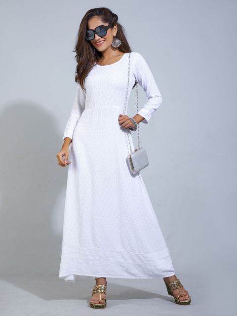 

AMRUTVARSHA CREATION White Embellished A-Line Maxi Dress