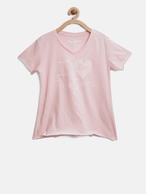 

Pepe Jeans Girls Pink Printed V-Neck T-shirt