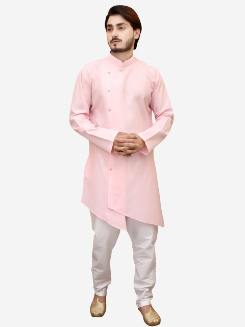 

Tibra Collection Men Pink Pure Cotton Kurti with Trousers