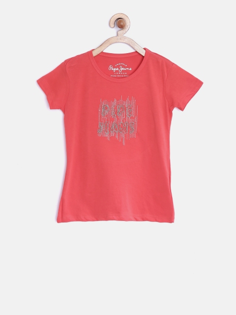 

Pepe Jeans Girls Red Embellished Round Neck T-shirt