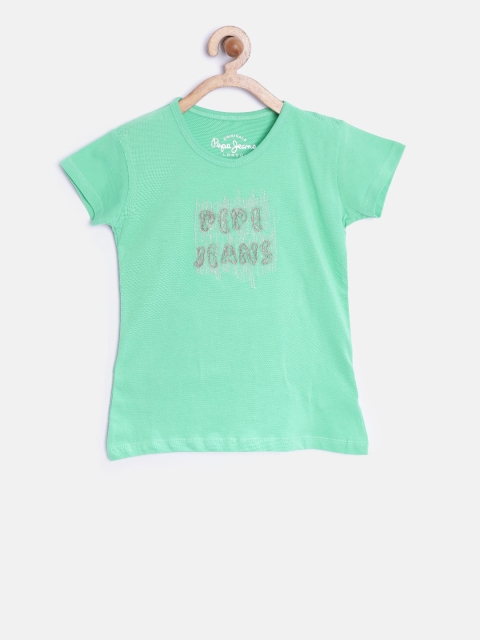 

Pepe Jeans Girls Green Solid Round Neck T-shirt