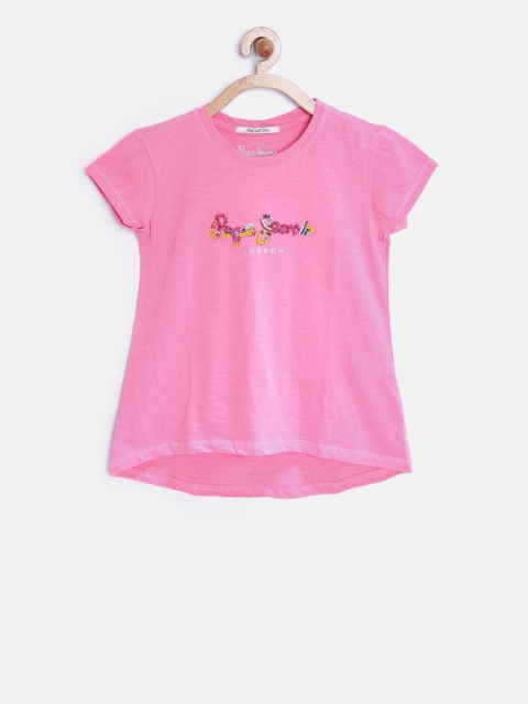 

Pepe Jeans Girls Pink Embellished Pure Cotton Top