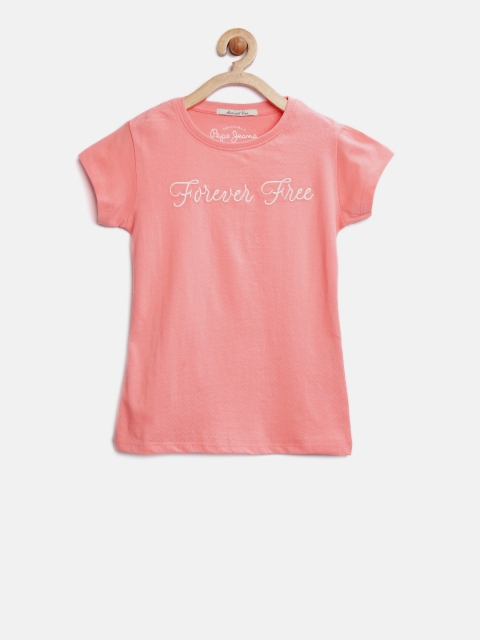 

Pepe Jeans Girls Coral Orange Round Neck T-shirt