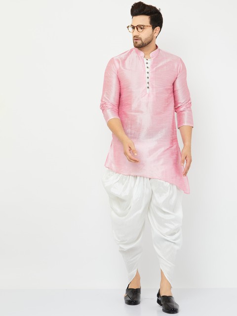 

Armaan Ethnic Men Pink Dupion Silk Kurta with Dhoti Pants