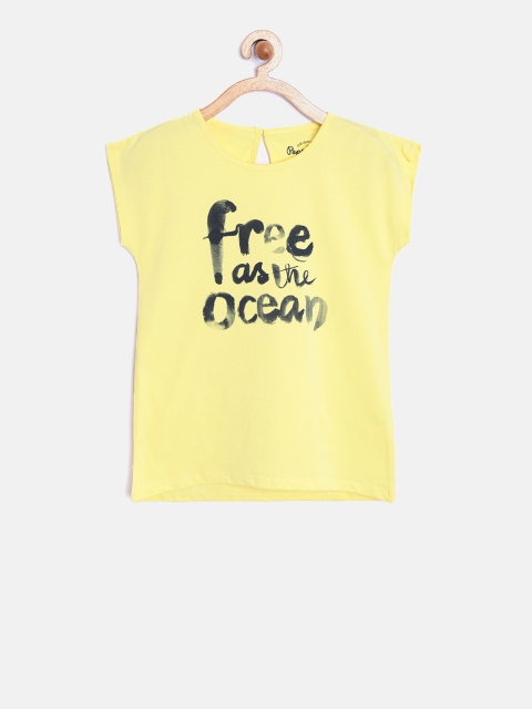 

Pepe Jeans Girls Yellow Printed Pure Cotton Top
