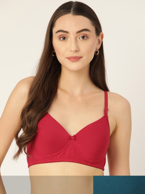 

DressBerry Pack Of 2 Lightly Padded Bra- TAN-251 -014, Red