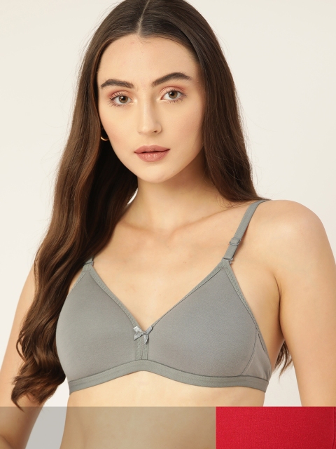 

DressBerry Pack of 2 T-shirt Bras - Non-wired Lightly Padded, Grey