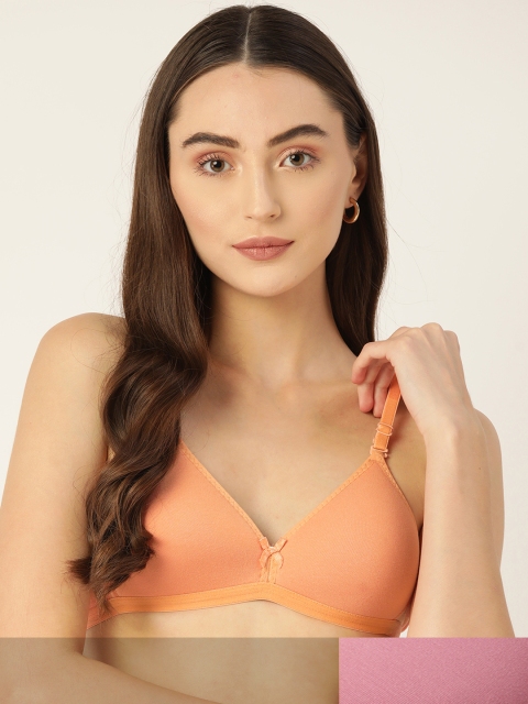 

DressBerry Pack of 2 T-shirt Bras - Non-wired Lightly Padded, Orange