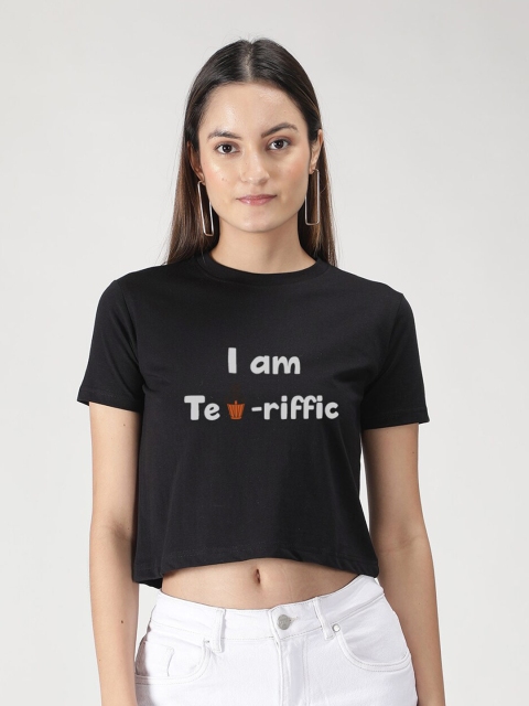 

TheBlackLover Women Black Typography Printed T-shirt