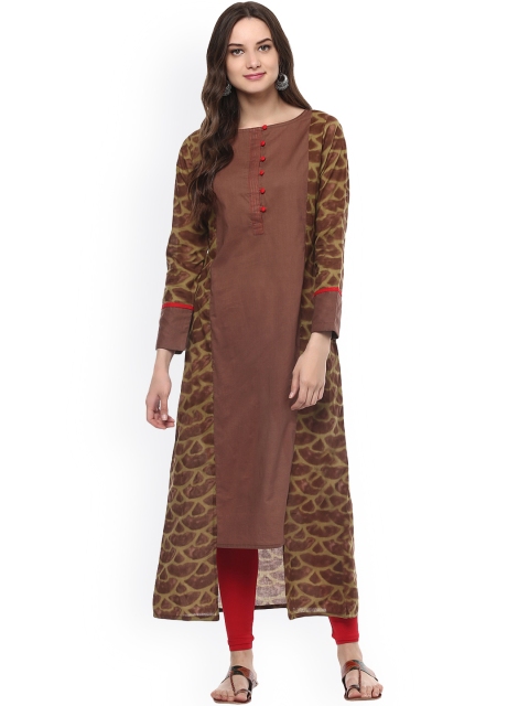 

Jaipur Kurti Women Brown Printed A-Line Kurta