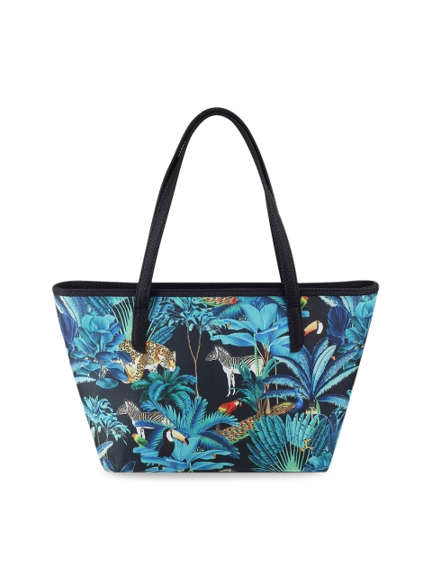 

Mochi Women Black Floral Printed Structured Tote Bag