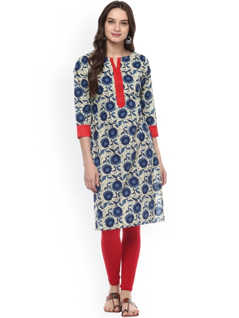 

Jaipur Kurti Women Blue Printed Straight Kurta