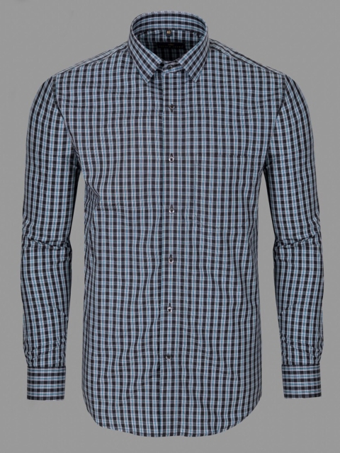 

FRENCH CROWN Men Blue Standard Tartan Checked 100 % Premium Cotton Formal Shirt