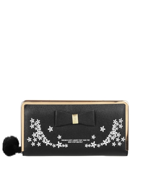 

WALKWAY by Metro Women Black & White Floral Printed Embellished Envelope Wallet