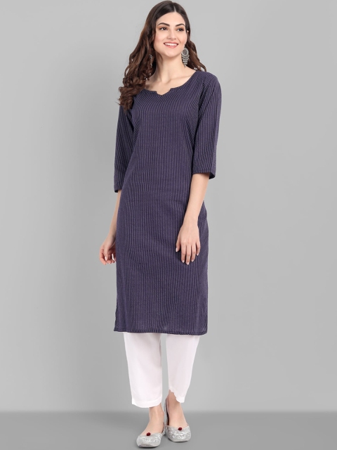 

SINGNI Women Blue Embroidered Pure Cotton Kurti with Trousers