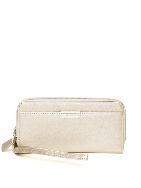 

Lavie Women Gold-Toned Solid Zip-Around Wallet