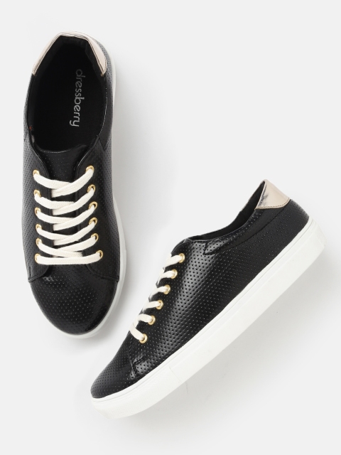 

DressBerry Women Black Textured Sneakers