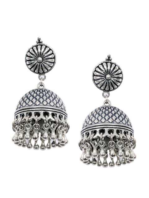 

Ayesha Silver-Plated Contemporary Jhumkas Earrings