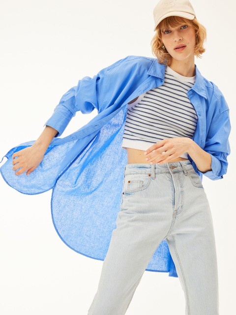 

H&M Women Blue Oversized Casual Shirt