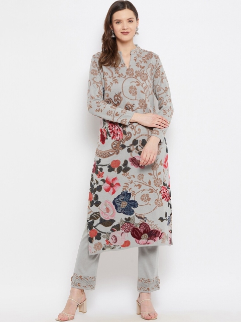 

Knitstudio Women Green Floral Printed Kurta with Trousers