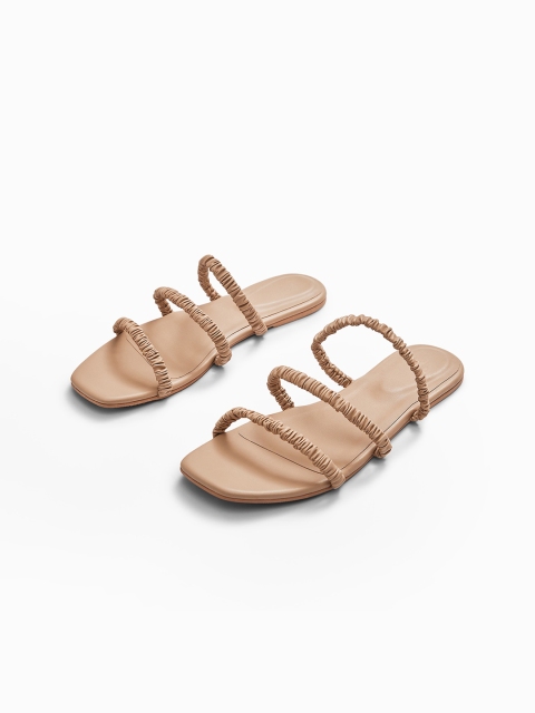 

The Label Life Women Beige Ruched Flats