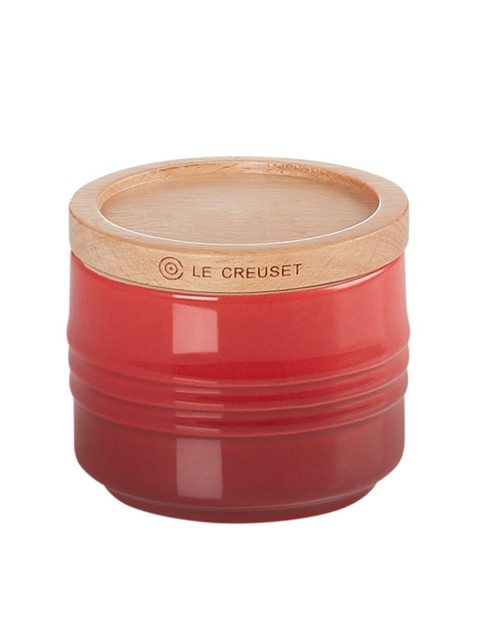 

LE CREUSET Adults Red Large Storage Jar with Wood Lid