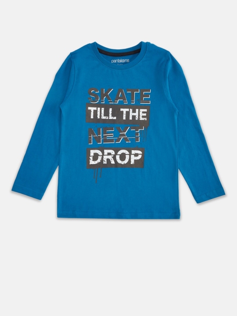

Pantaloons Junior Boys Blue Typography Printed T-shirt