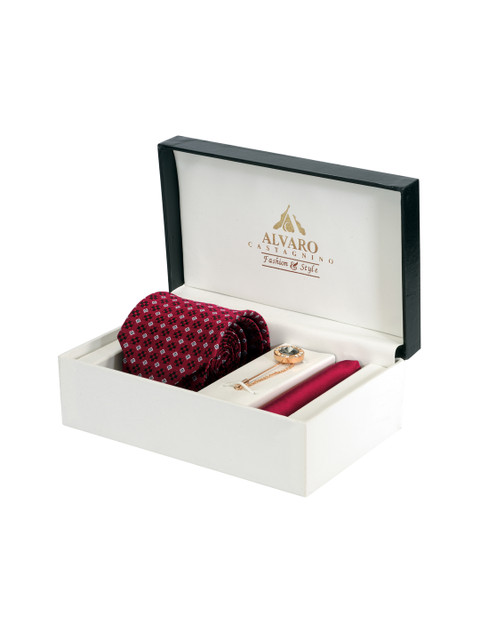 

Alvaro Castagnino Men Red Patterned Accessory Gift Set