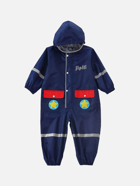 

Little Surprise Box LLP Kids Blue Printed Jumpsuit Raincoat