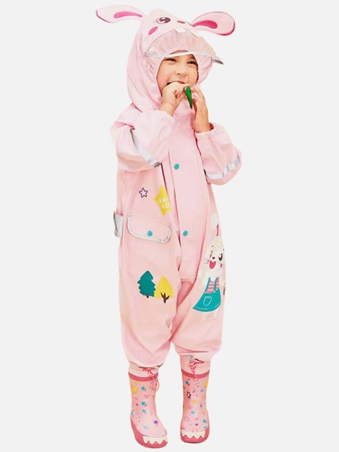 

Little Surprise Box LLP Kids Pink Printed Rabbit Shaped Raincoat