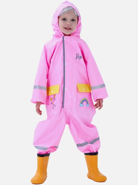 

Little Surprise Box LLP Kids Pink Printed Jumpsuit Raincoat