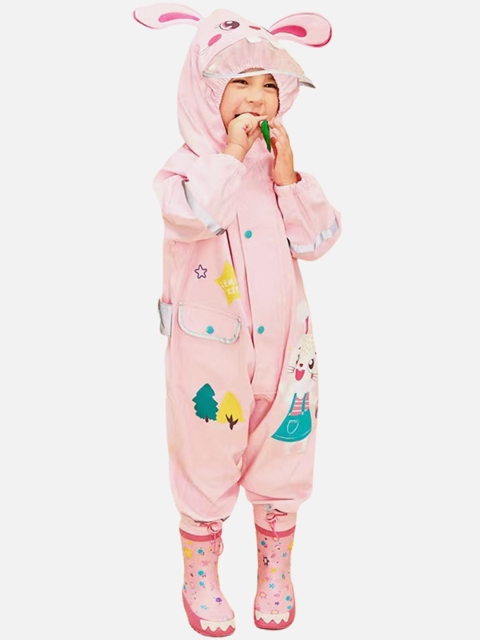 

Little Surprise Box LLP Kids Pink & Blue Printed Raincoat