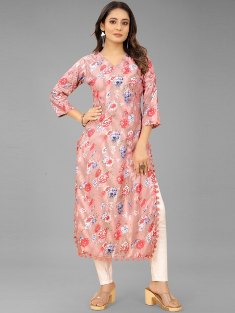 

RUHI FASHION Women Pink Floral Printed Kurta