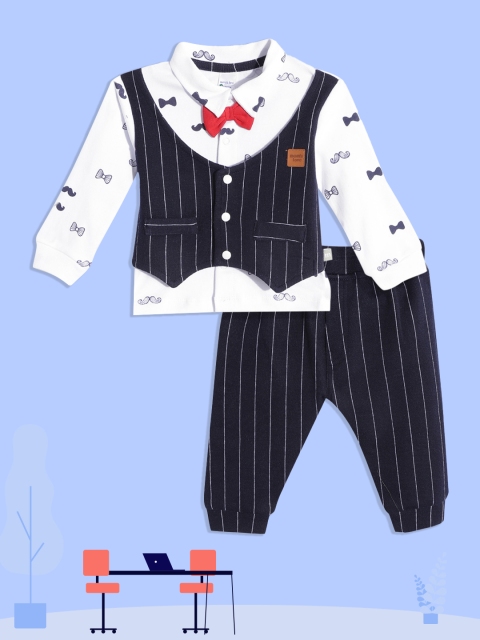 

Moms Love Infant Boys Navy Blue & White Ditsy Printed Cotton Clothing Set