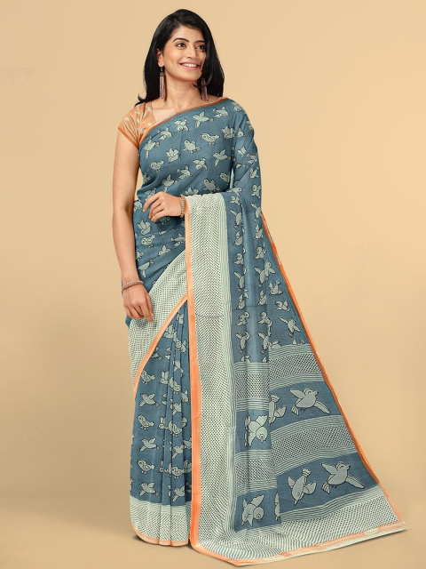 

Kalamandir Grey & Orange Ethnic Motifs Printed Poly Georgette Saree