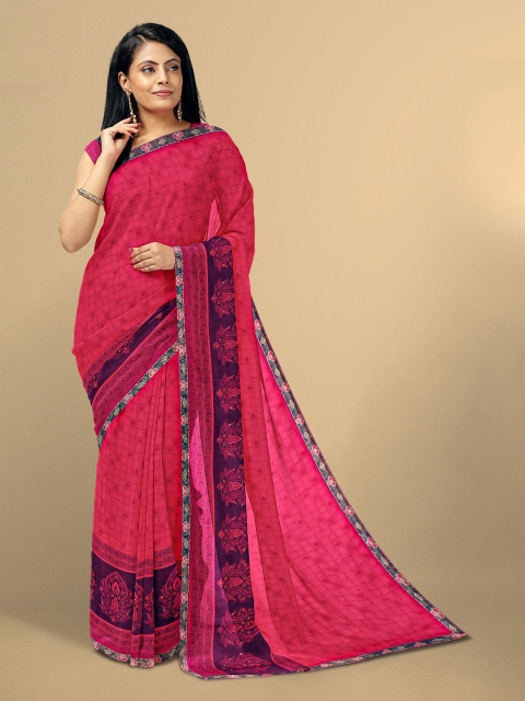 

Kalamandir Pink & Purple Ethnic Motifs Saree