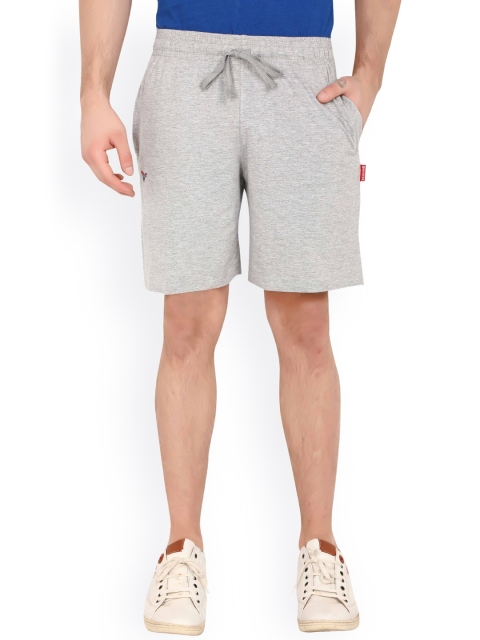 Valentine Men Grey Solid Regular Fit Sports Shorts available at myntra for Rs.299