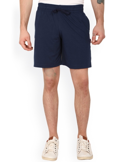 Valentine Men Navy Solid Regular Fit Sports Shorts available at myntra for Rs.299