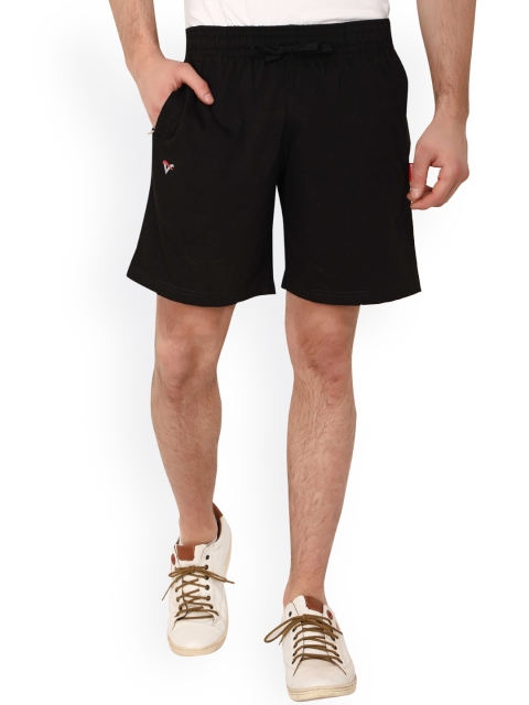Valentine Men Black Solid Regular Fit Sports Shorts available at myntra for Rs.299