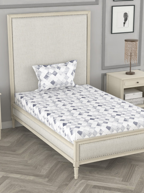 

BIANCA Grey & Off White 110 TC Single Bedsheet with 2 Pillow Covers