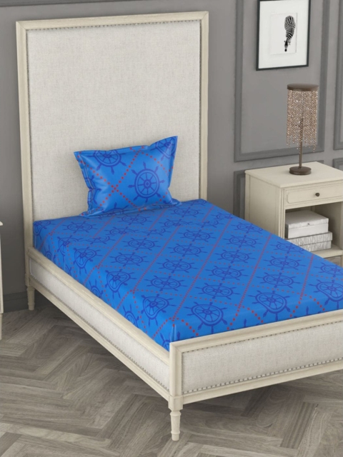 

BIANCA Blue & Red Printed 110 TC Single Bedsheet with 2 Pillow Covers