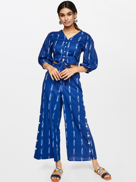 

Global Desi Women Blue Printed Pure Cotton Co-ords