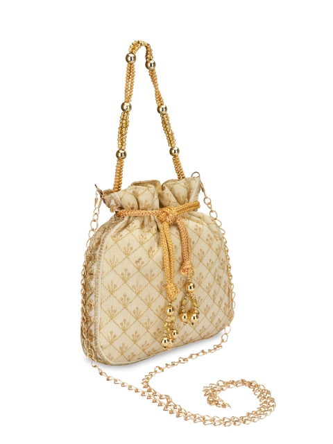 

INAAYA Women Beige & Gold Embellished Potli handbags