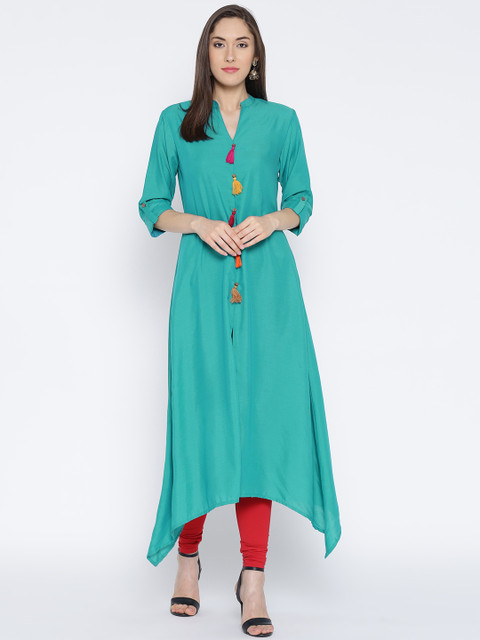 

Shree Women Sea Green Solid A-Line Kurta