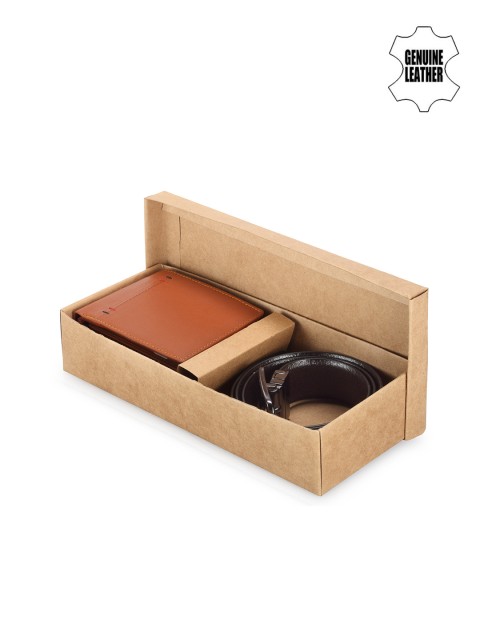 

Teakwood Leathers Men Tan Brown & Black Accessory Gift Set