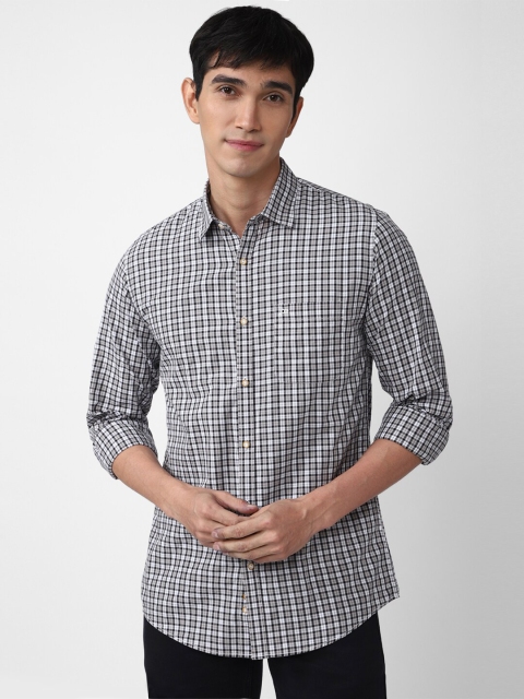 

Peter England Casuals Men Grey Slim Fit Tartan Checks Casual Shirt