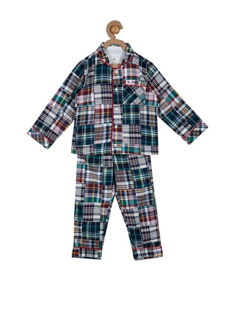 

Cherry Crumble Kids Green checked Night Suit