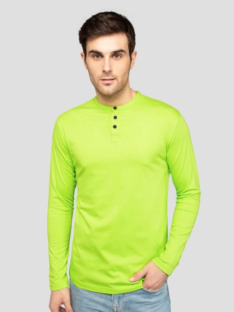 

Bewakoof Men Fluorescent Green Henley Neck T-shirt